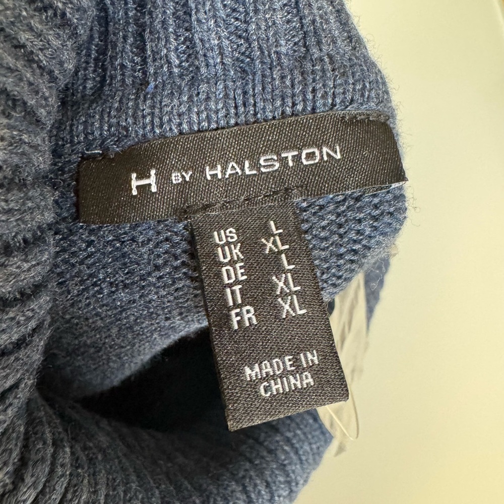 H by Halston Navy Cowl Neck Ribbed Sweater — Size XL - Picture 3 of 5